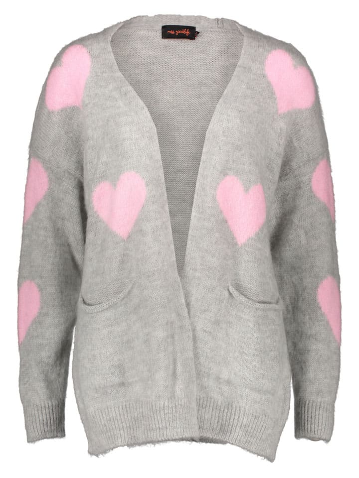 Cardigan "Hearts" in Grau/ Rosé