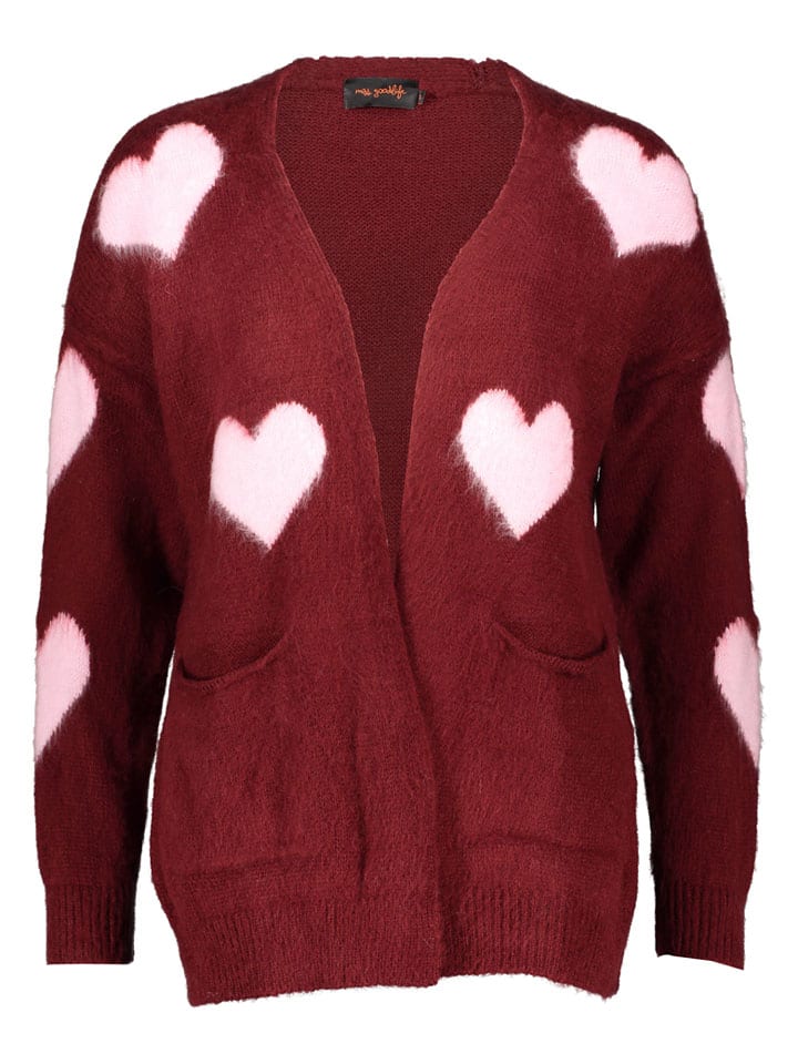 Kardigan "Hearts" w kolorze jasnoróżowo-bordowym