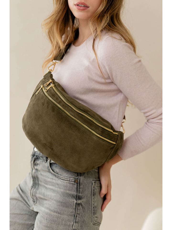 Leder-Gürteltasche "Lolanda" in Khaki - (B)36 x (H)22 x (T)12 cm