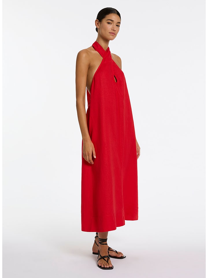 Leinen-Kleid in Rot