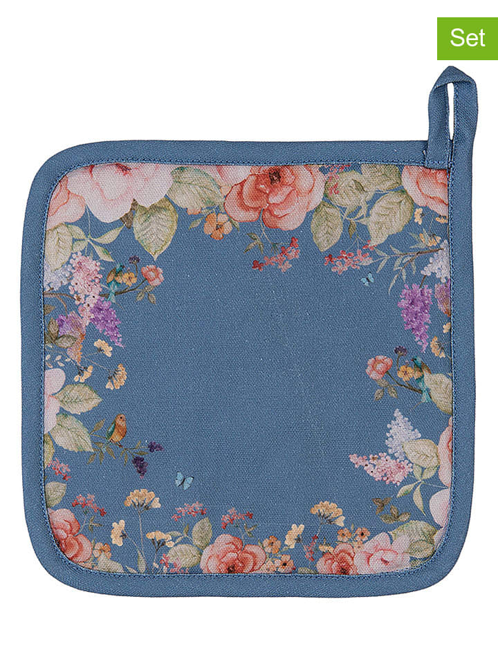 2-delige set: pannenlappen blauw - (L)20 x (B)20 cm
