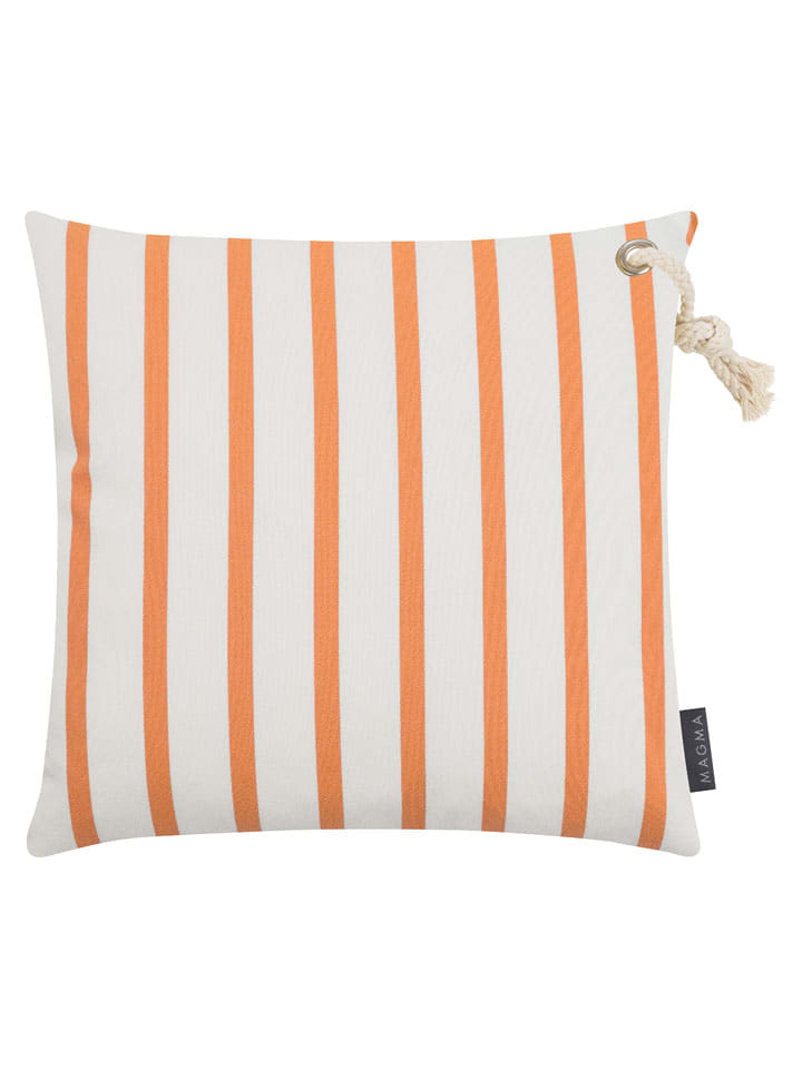 Outdoor-Kissenhülle ''Malta'' in Weiß/ Orange - (L)40 x (B)40 cm