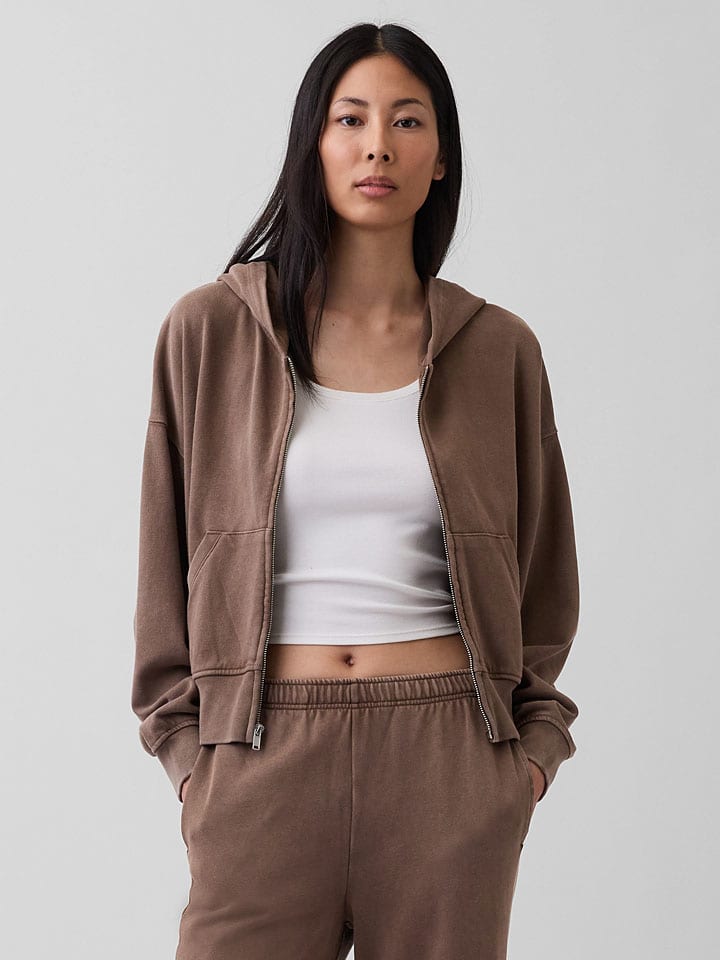 Sweatjacke in Braun