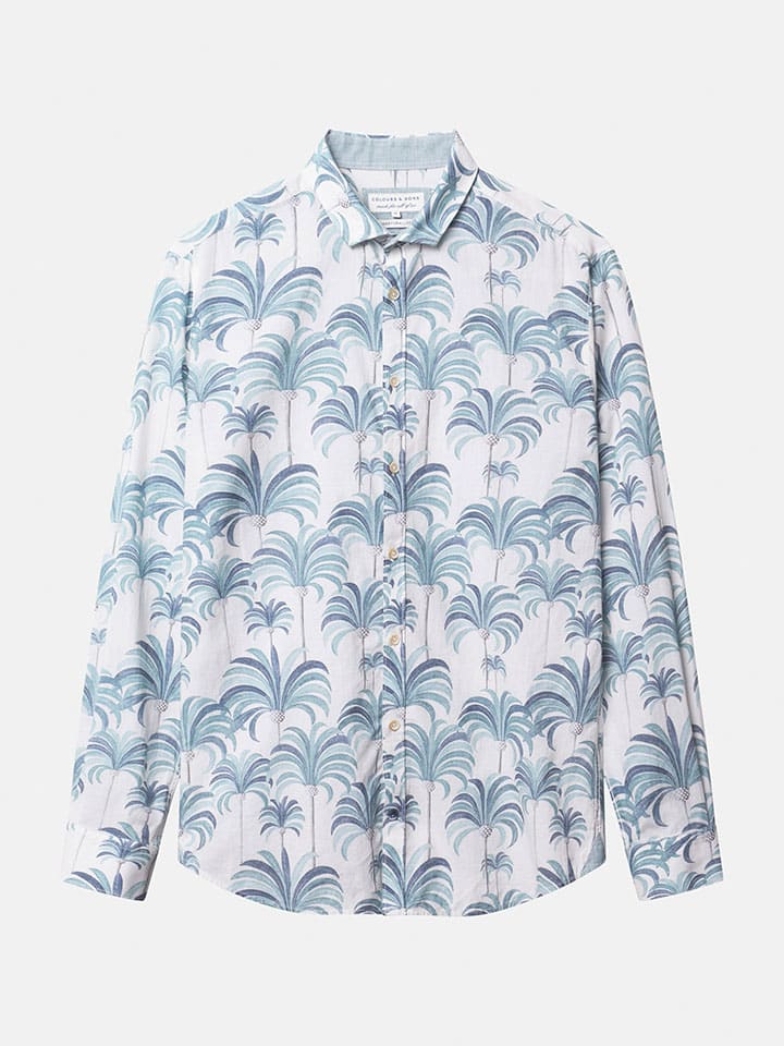 Blouse wit/turquoise