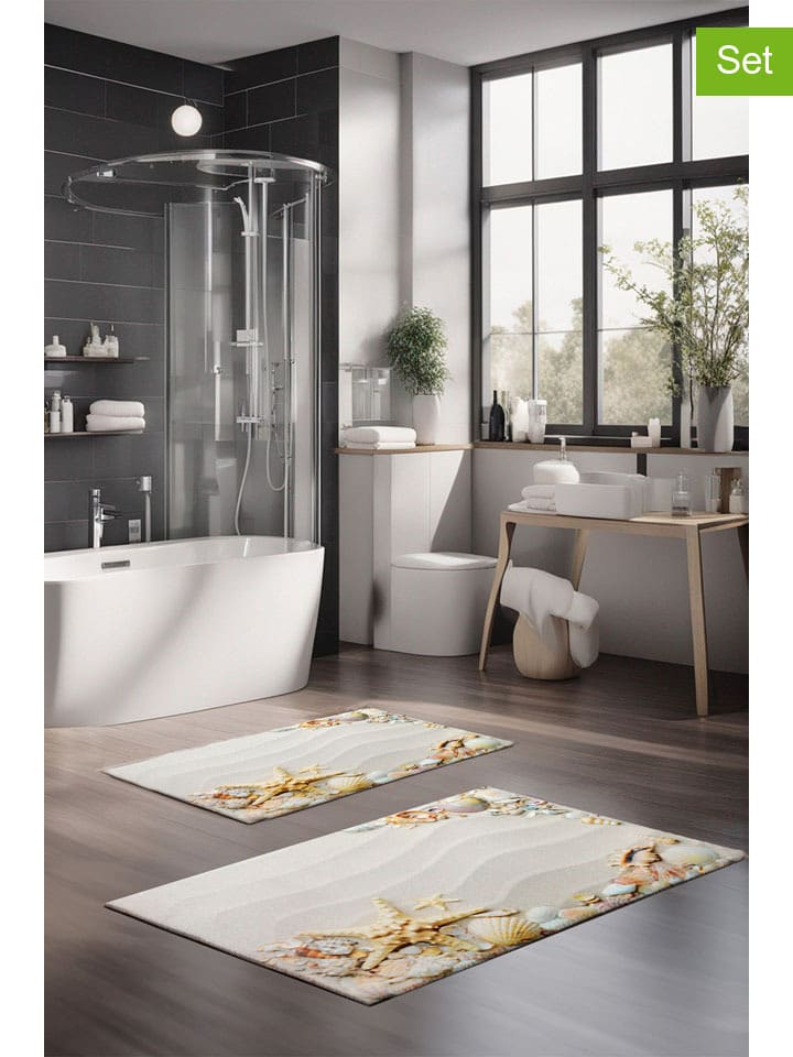 2-delige set: badmatten beige