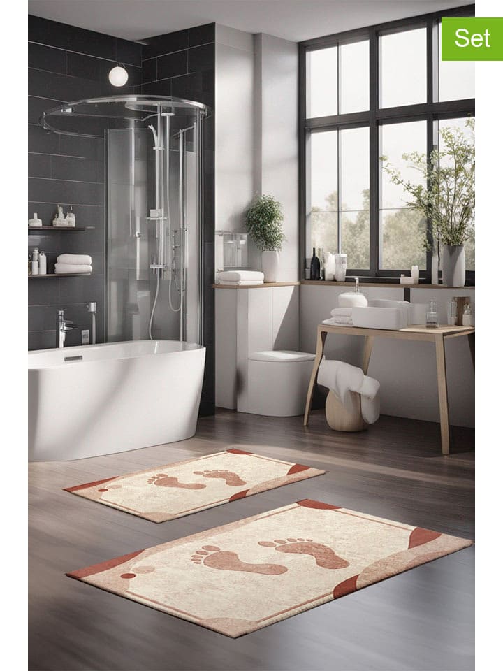 2er-Set: Badvorleger in Beige