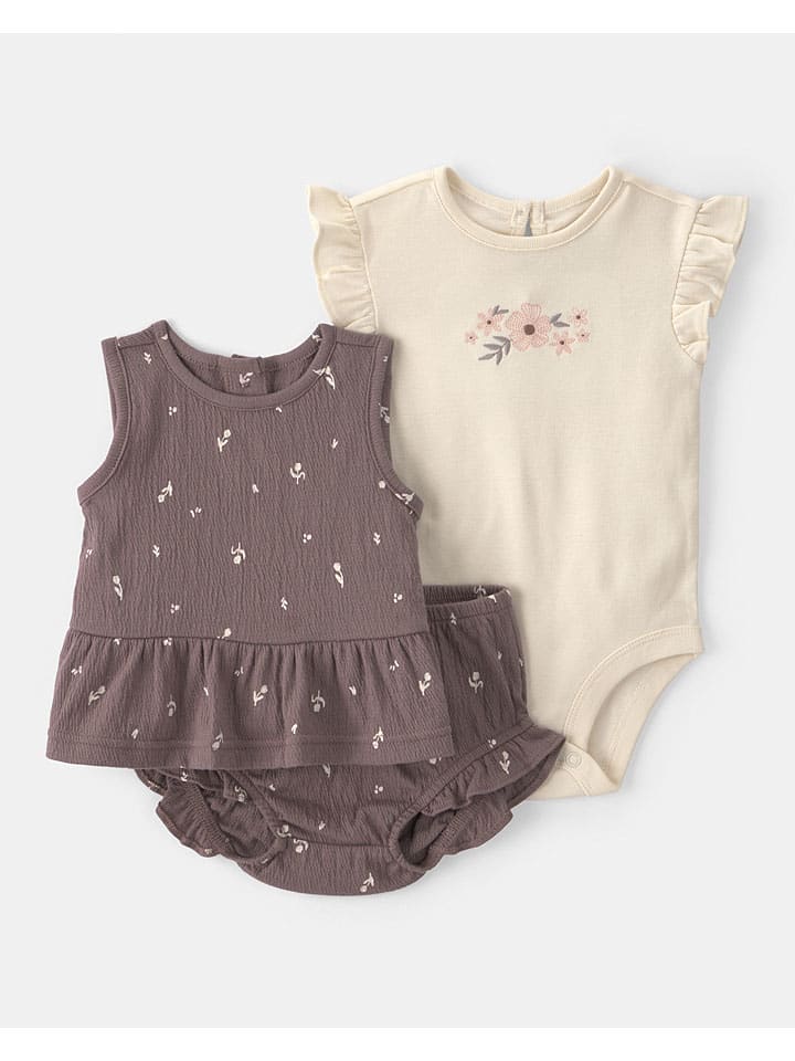 3tlg. Outfit in Beige/ Braun