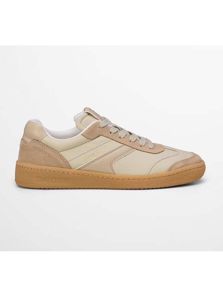 Leren sneakers beige