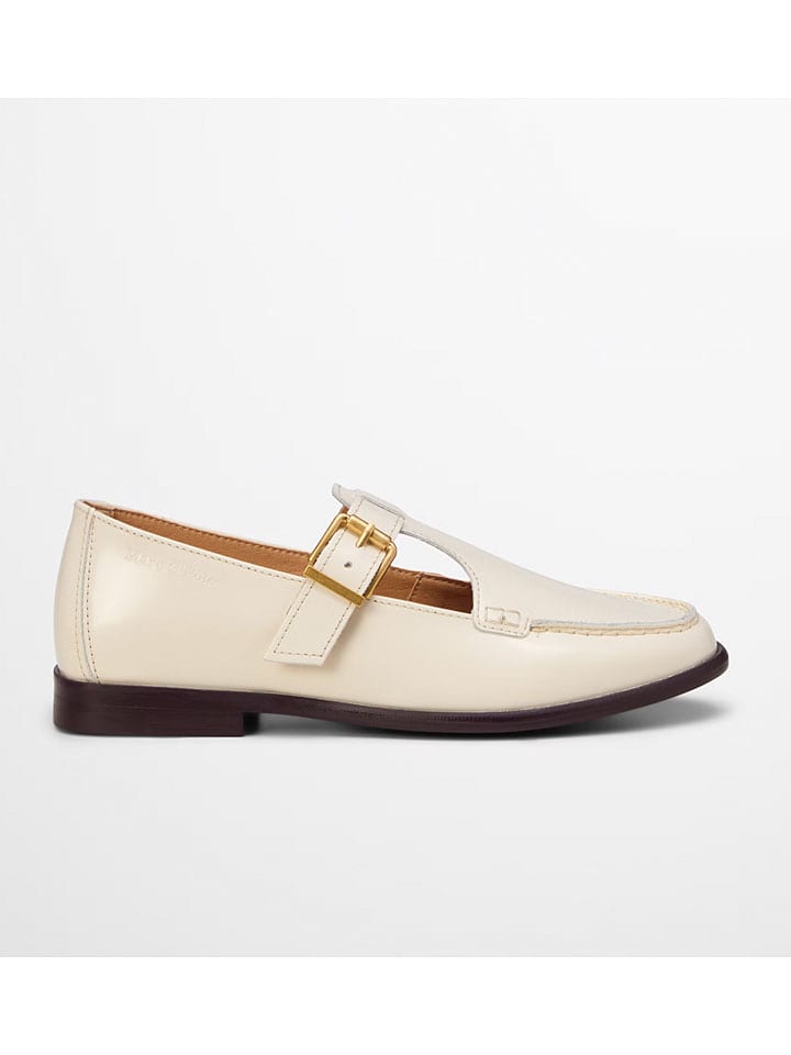 Leder-Mokassins in Creme