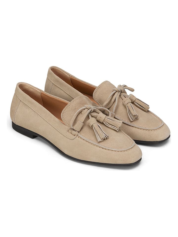 Leren mocassins beige