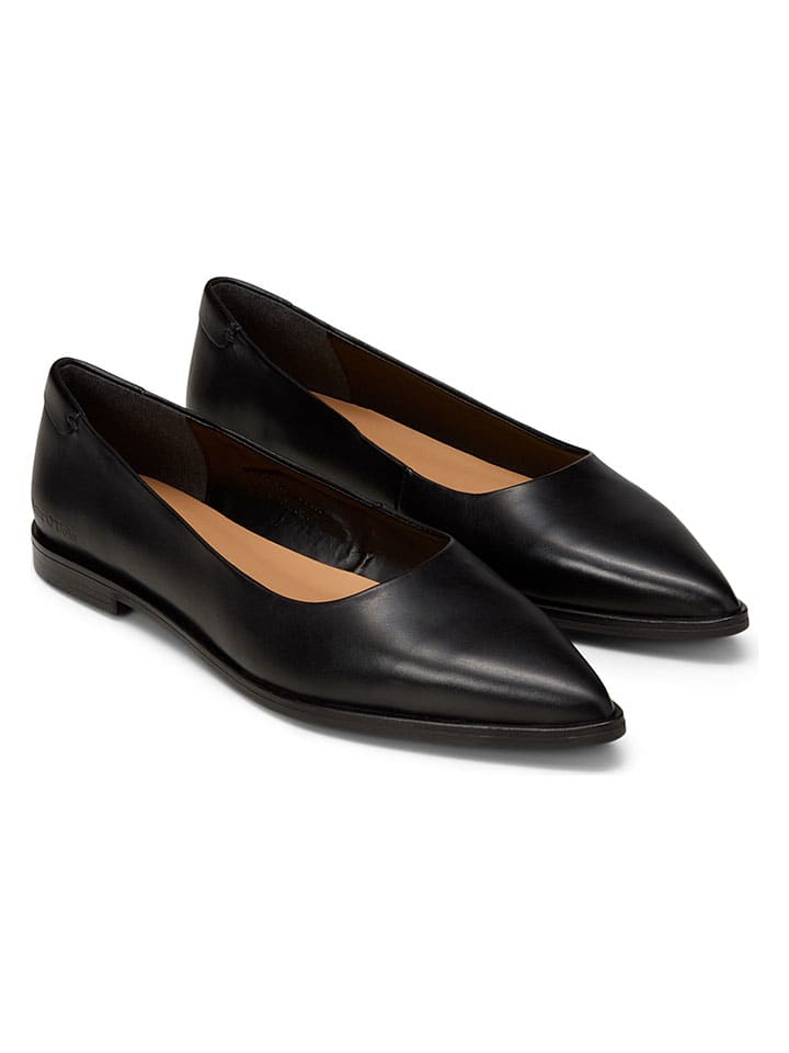 Leder-Ballerinas in Schwarz