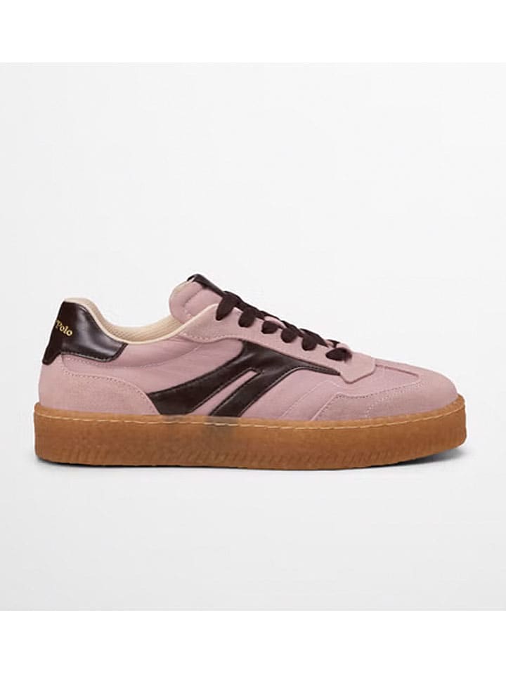Skórzane sneakersy w kolorze jasnoróżowo-brązowym