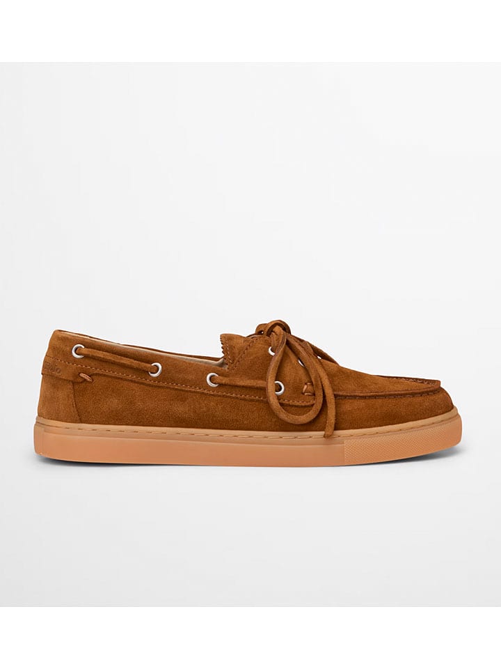 Leder-Schnürschuhe in Hellbraun