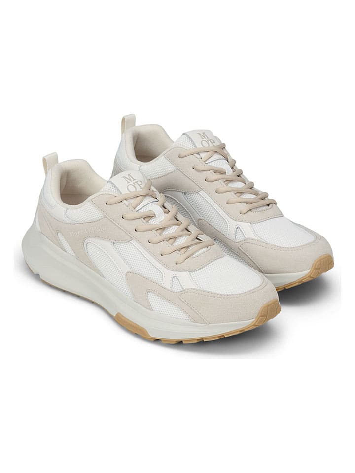 Skórzane sneakersy w kolorze kremowo-beżowym