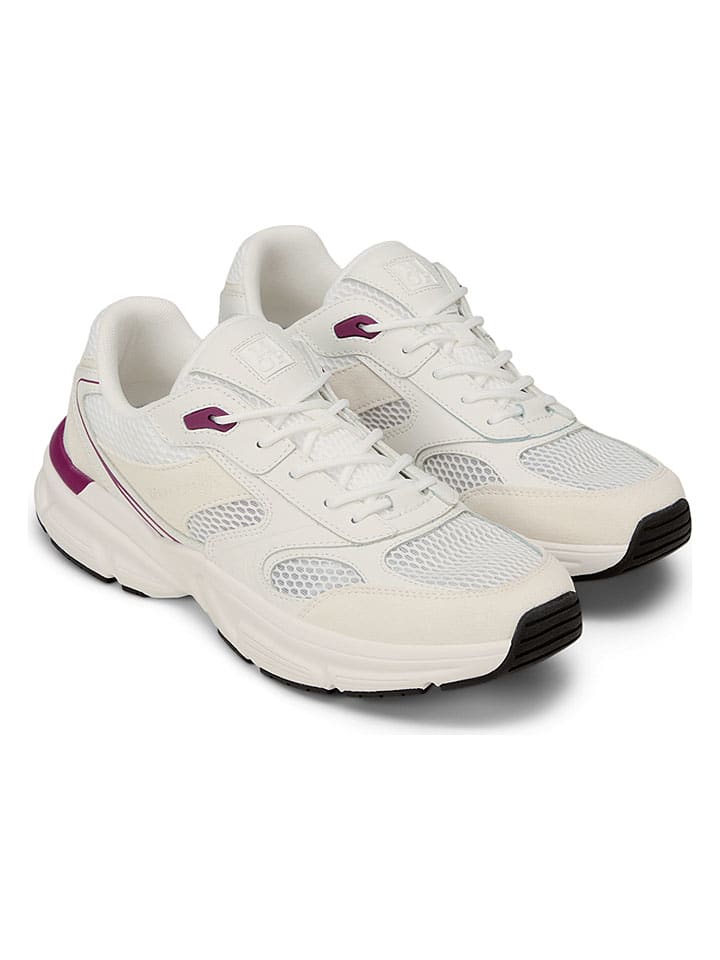 Skórzane sneakersy w kolorze kremowo-fioletowym