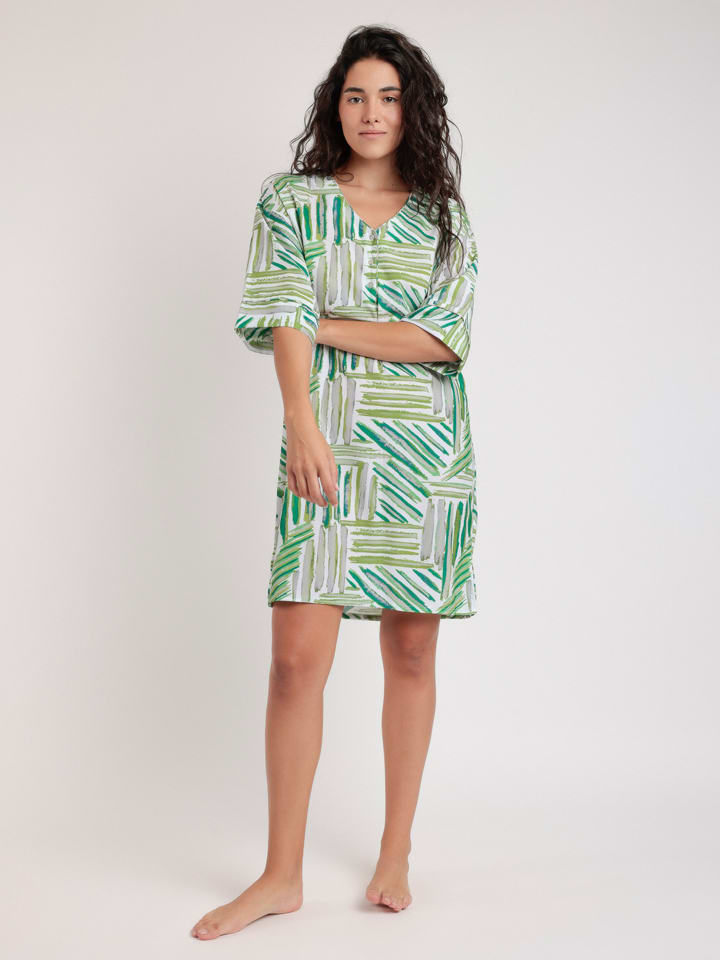 Strandkleid in Grün/ Grau/ Weiß