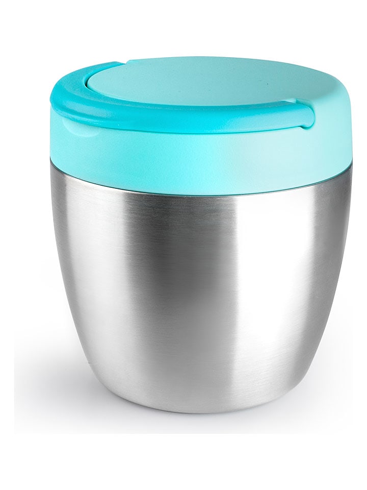 Thermobak zilverkleurig/turquoise - 600 ml