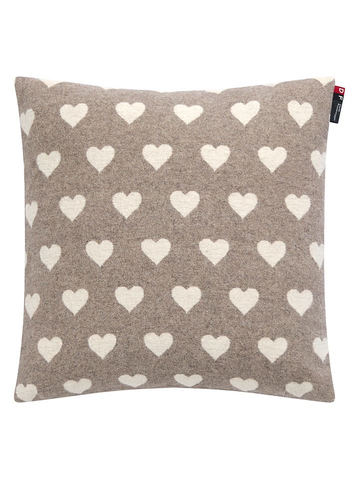 Kissenhülle "Herzen" in Beige/ Creme