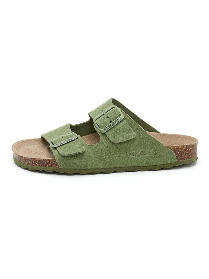 Leren slippers groen