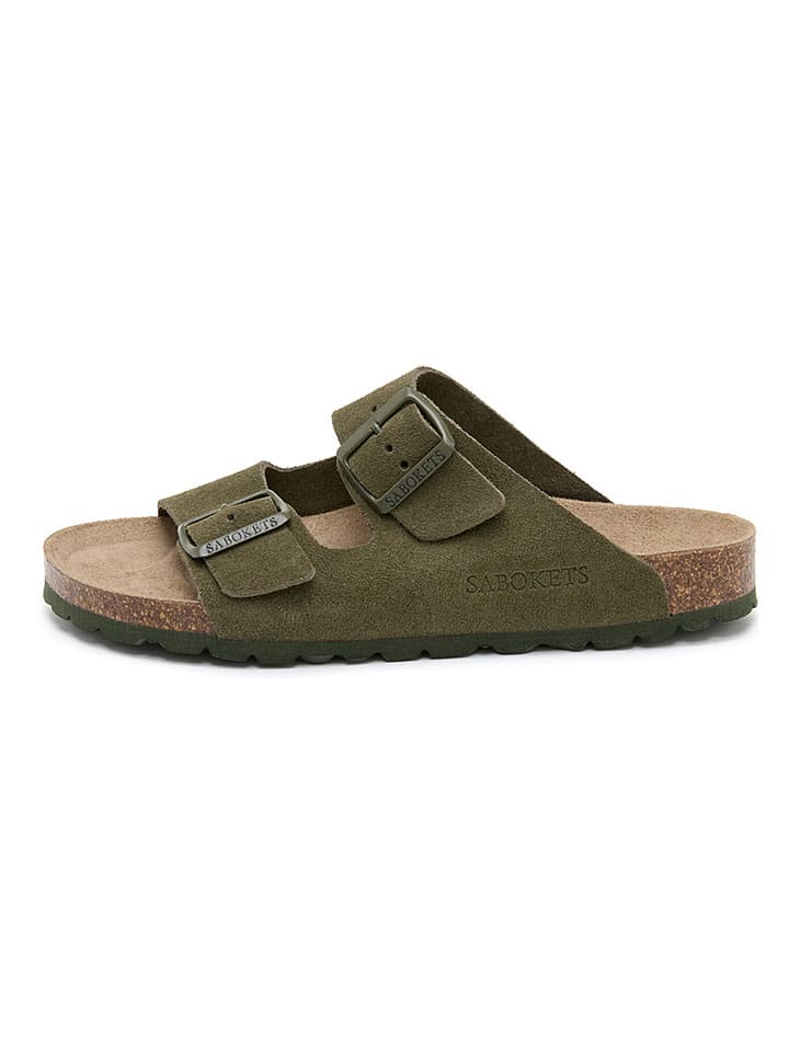 Leren slippers groen