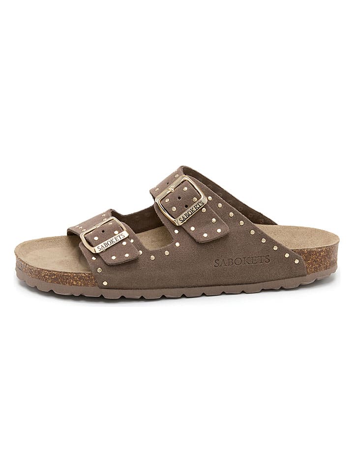 Leren slippers bruin