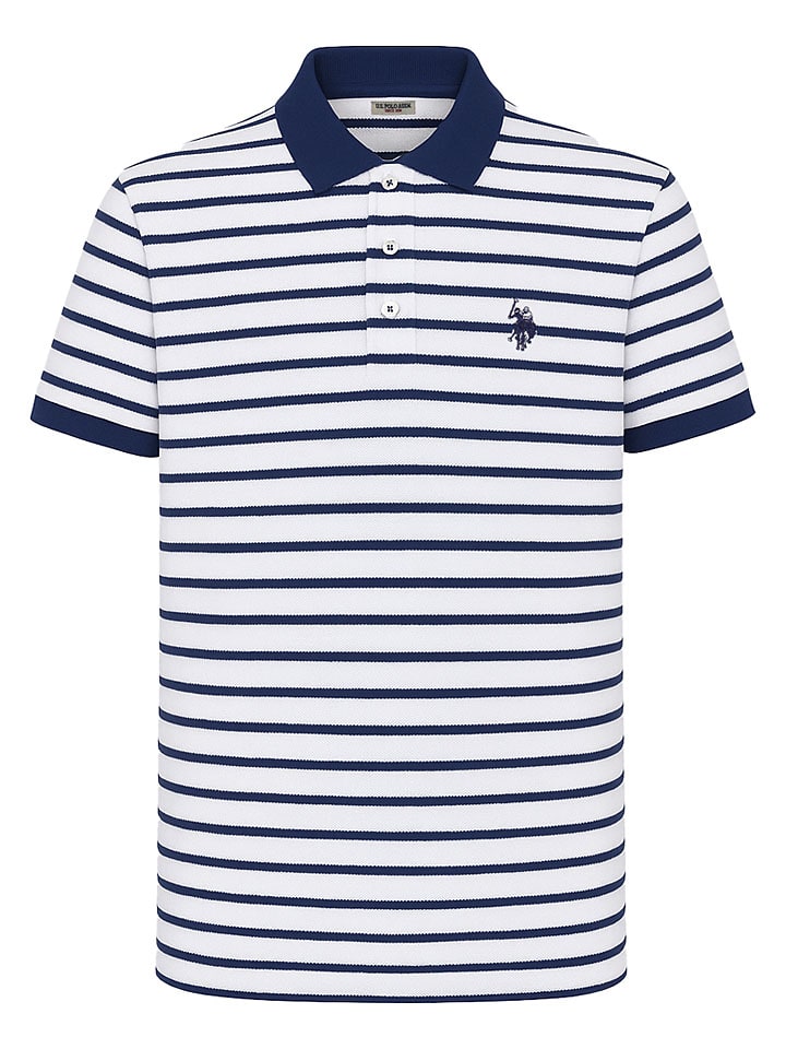 Koszulka polo w kolorze biało-granatowym