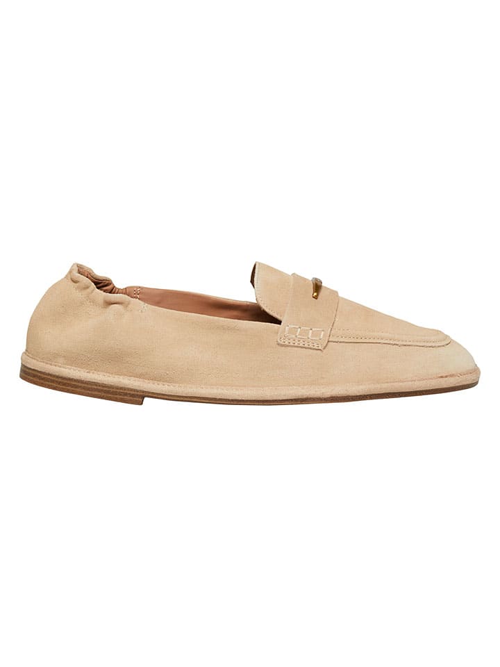 Leder-Slipper in Beige