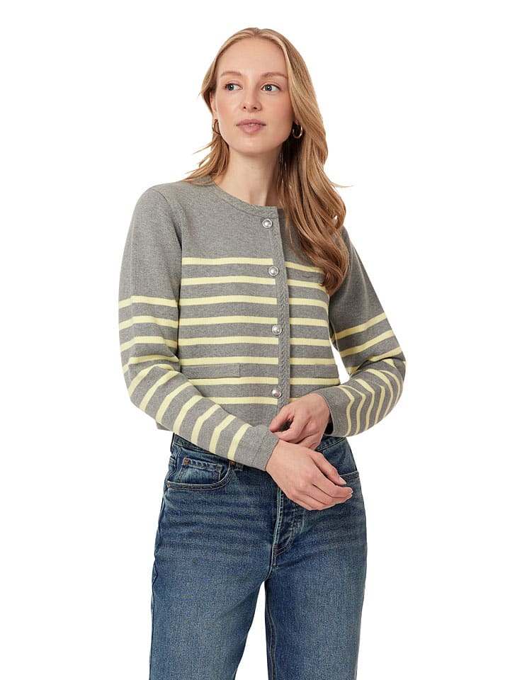 Cardigan in Grau/ Gelb