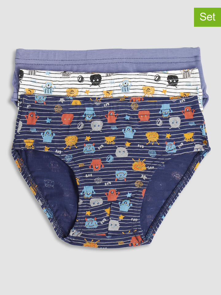 3-delige set: slips blauw/wit/donkerblauw