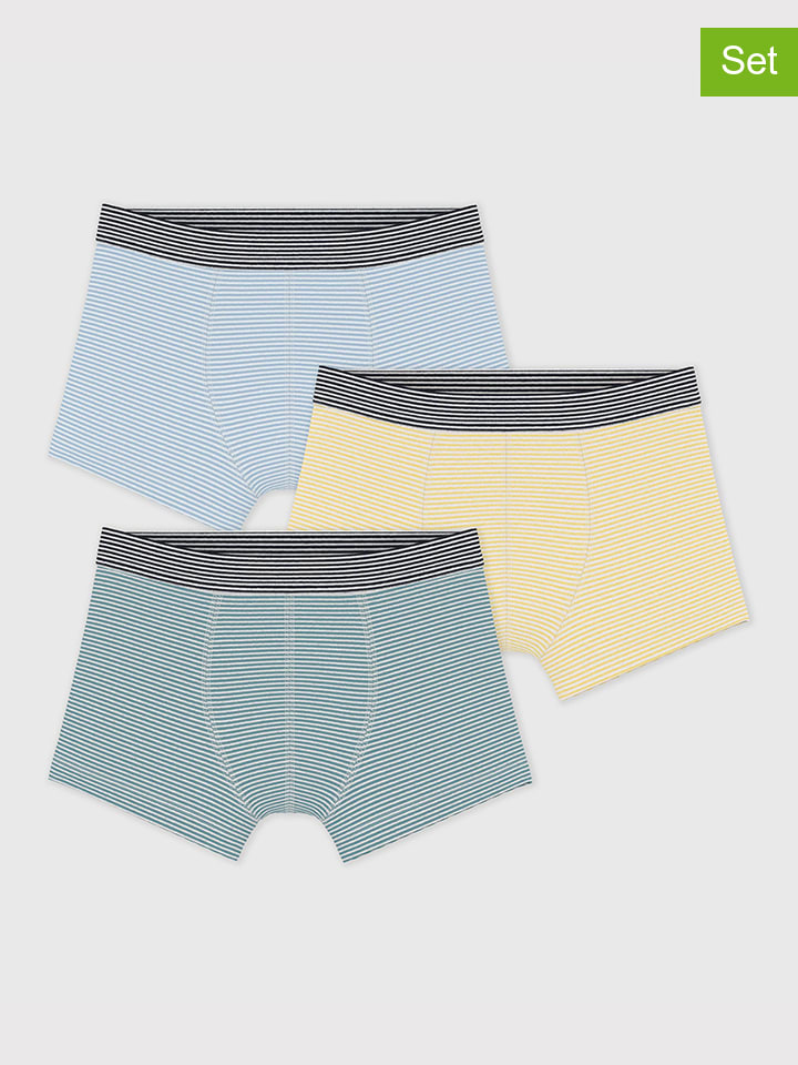 3-delige set: boxershorts lichtblauw/geel