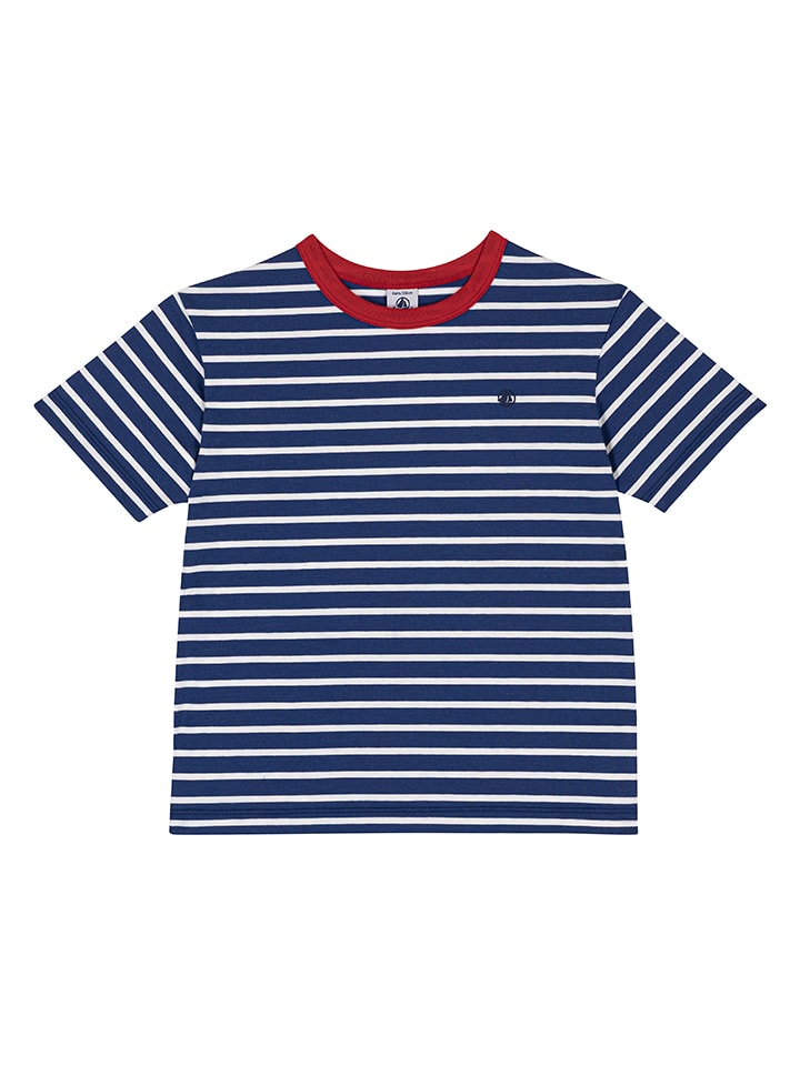 Shirt in Dunkelblau/ Weiß