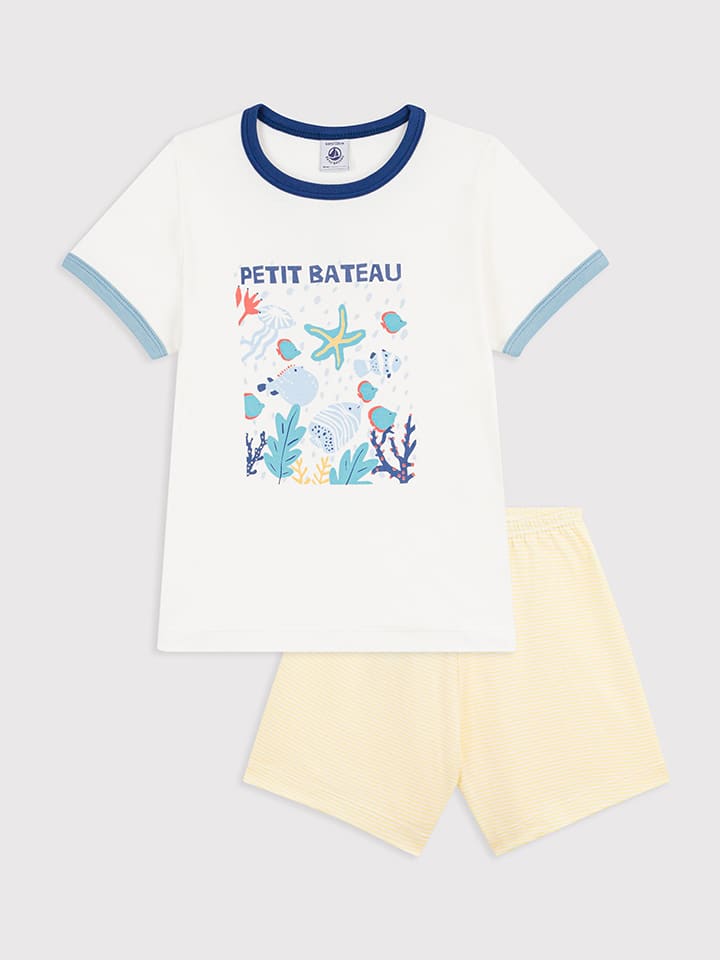 Pyjama in Weiß/ Gelb
