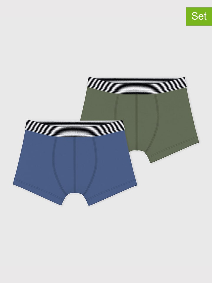 2er-Set: Boxershorts in Khaki/ Blau