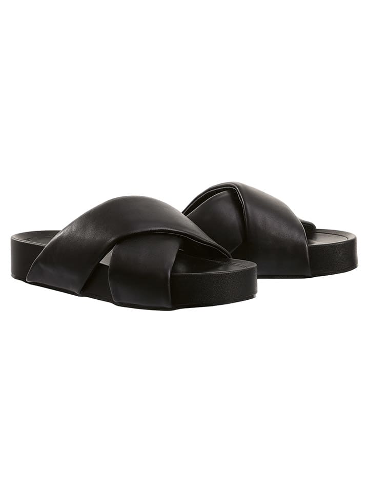 Leder-Pantoletten in Schwarz