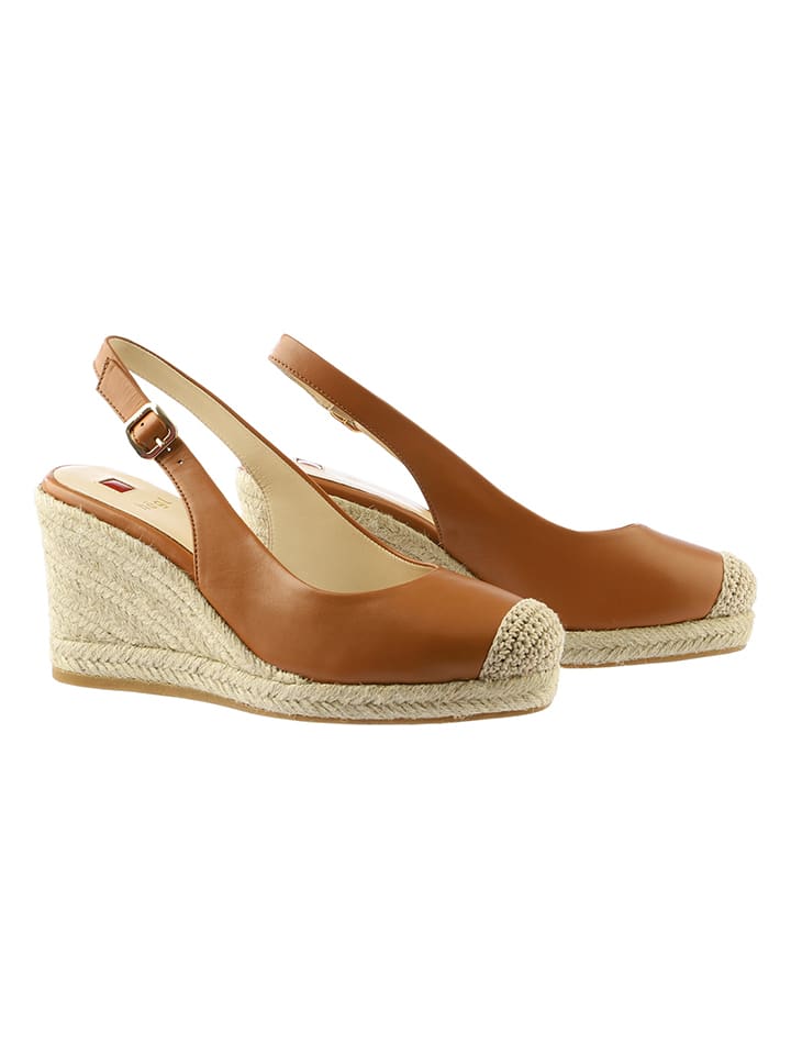 Leren sleehakpumps "Summer" lichtbruin