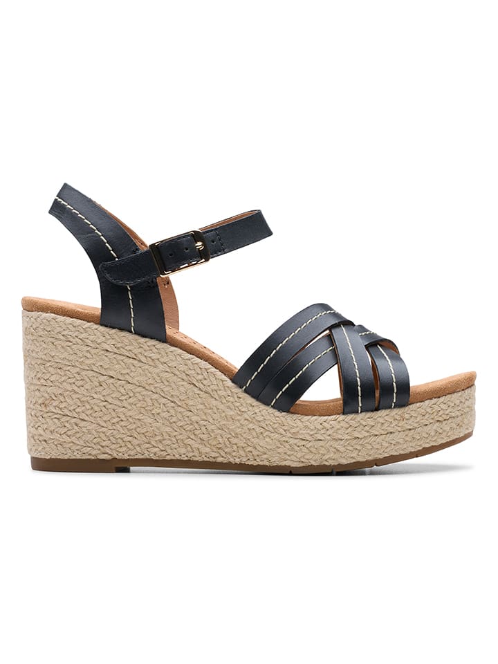 Leder-Keilsandaletten "Sabina Strap" in Schwarz