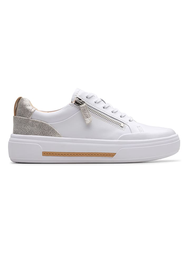 Skórzane sneakersy "Hollyhock Zip" w kolorze srebrno-białym