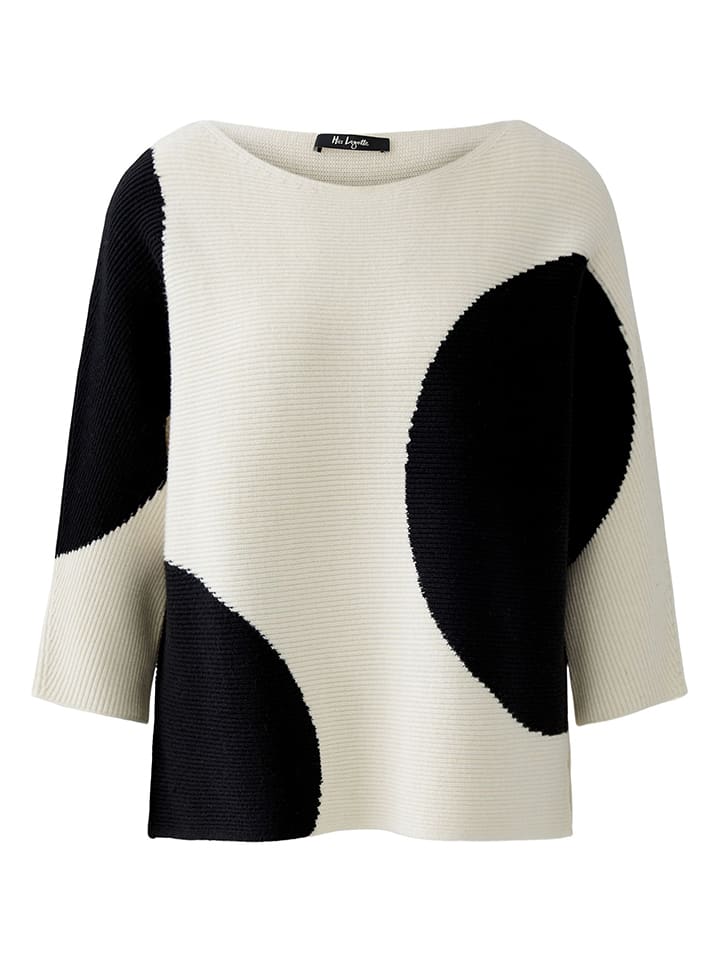 Pullover in Creme/ Schwarz