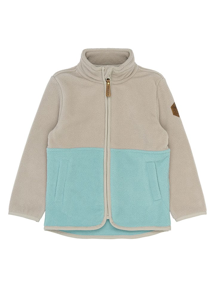 Fleecejacke in Beige/ Türkis