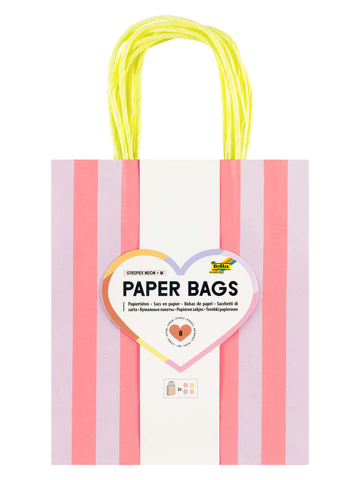 Torebki papierowe "M Stripes Neon" - 6+