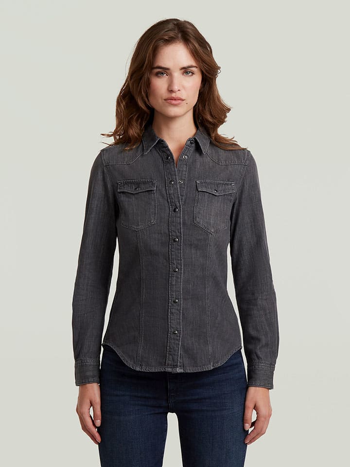 Koszula dżinsowa - Slim fit - w kolorze antracytowym