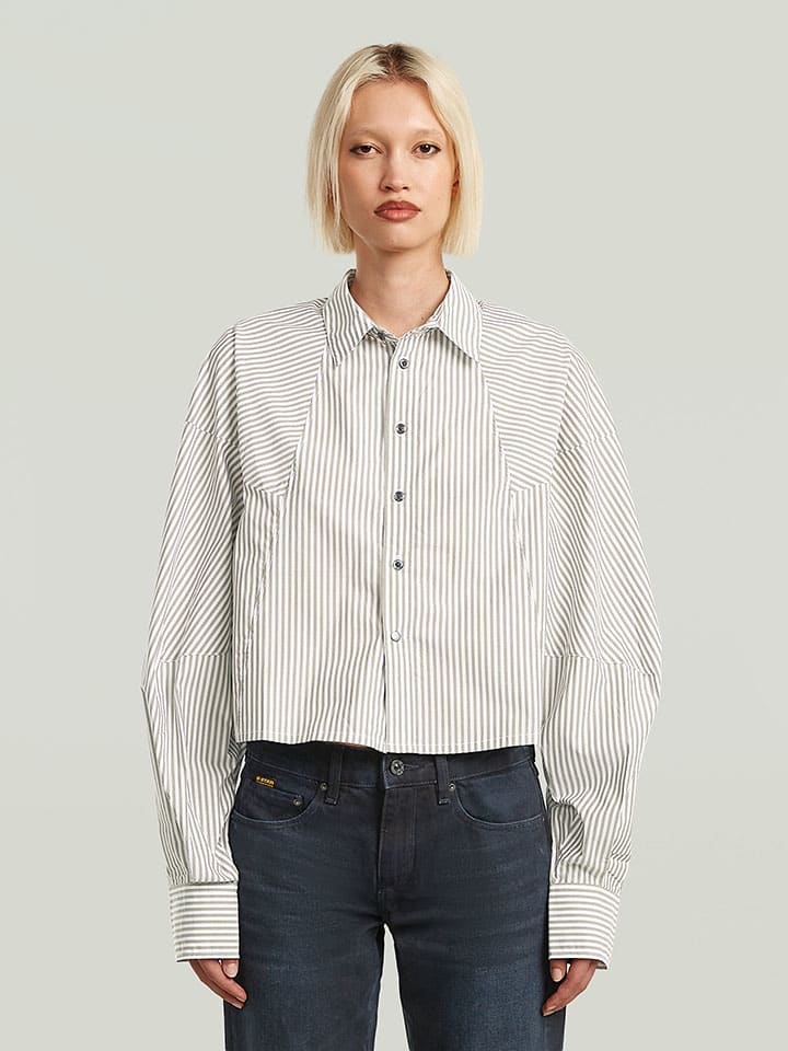 Hemd - Loose fit - in Weiß/ Khaki
