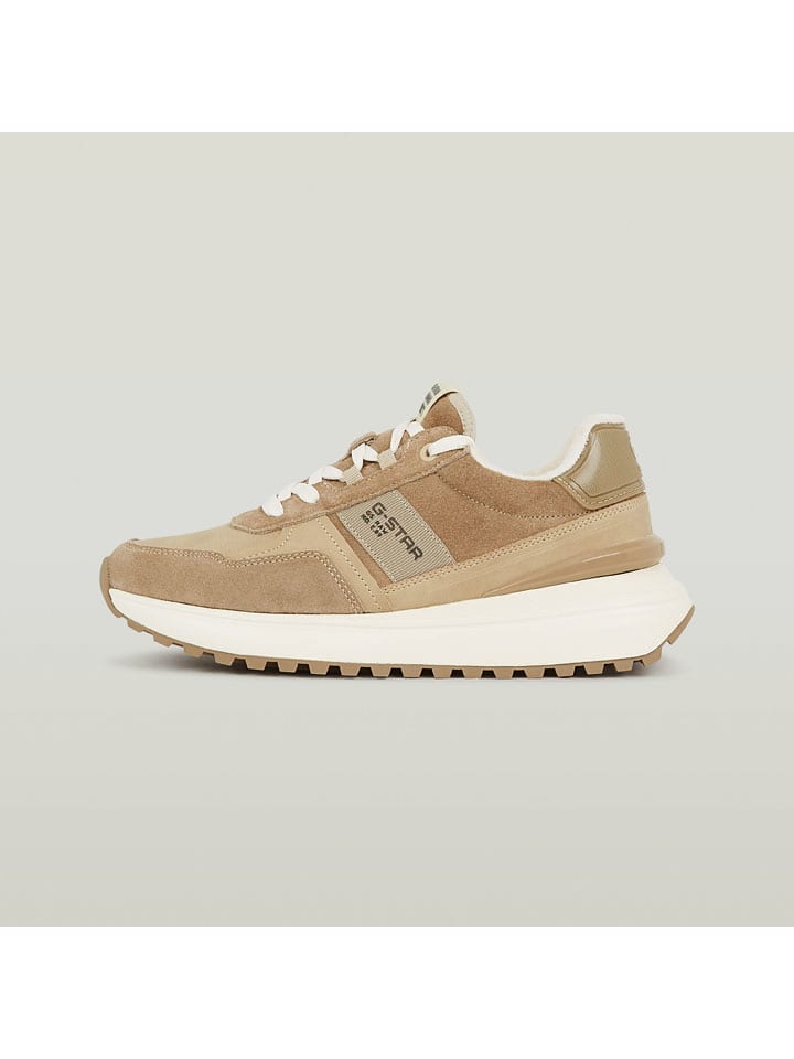 Skórzane sneakersy w kolorze beżowym