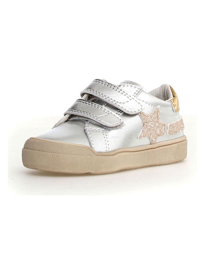 Skórzane sneakersy "Singery" w kolorze srebrnym