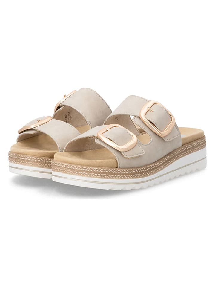 Leder-Pantoletten in Beige