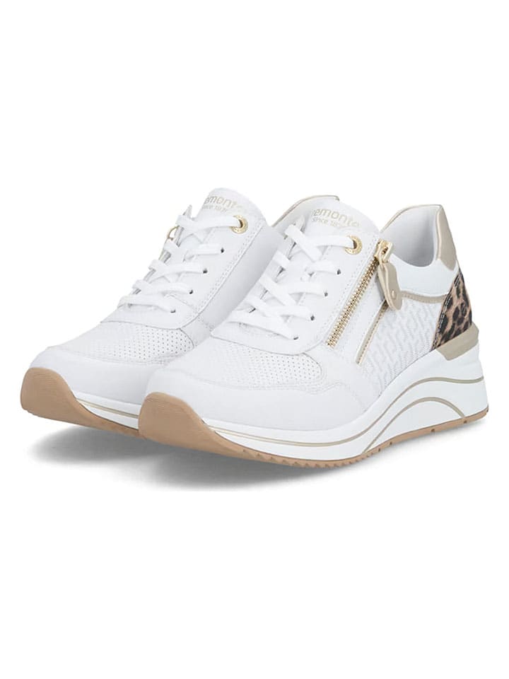 Leder-Keilsneakers in Weiß