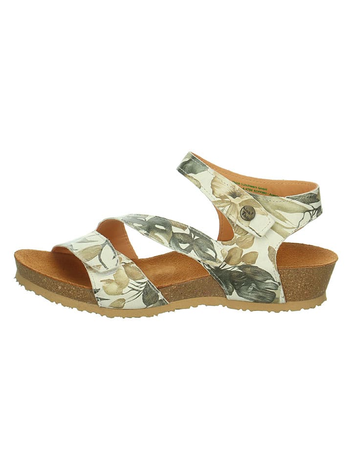 Leren haksandalen "Dumia" beige/groen