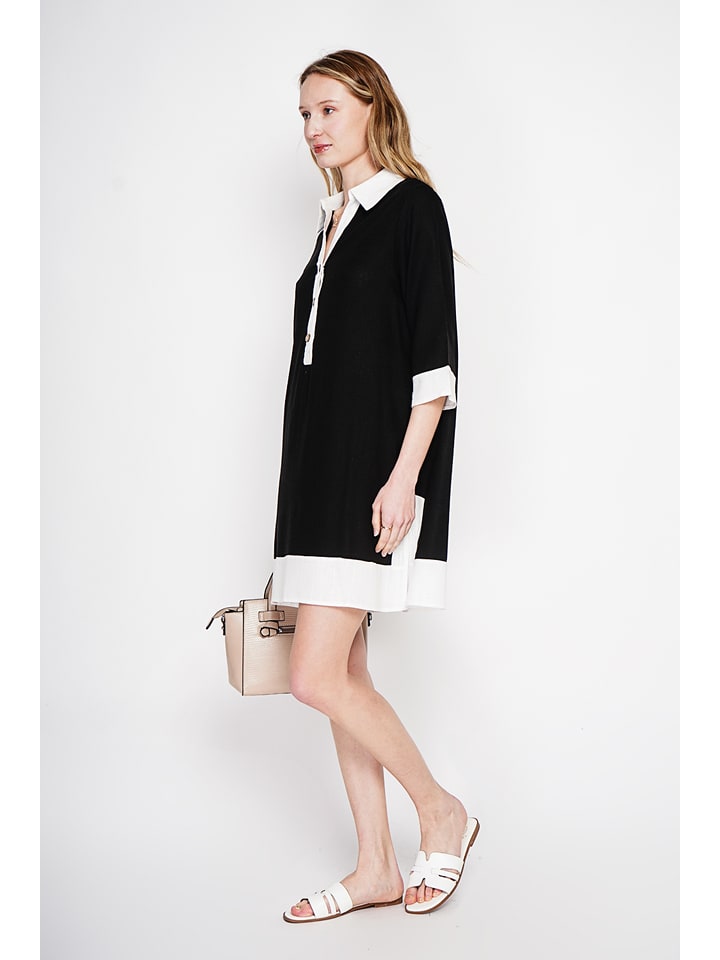 Leinen-Kleid  in Schwarz