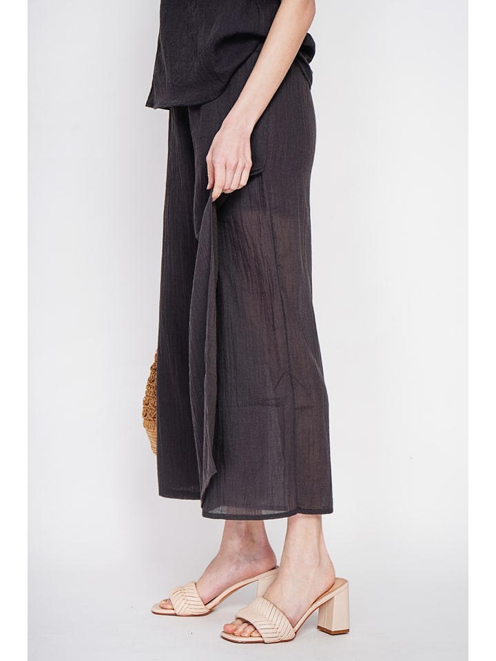 Leinen-Culotte in Schwarz