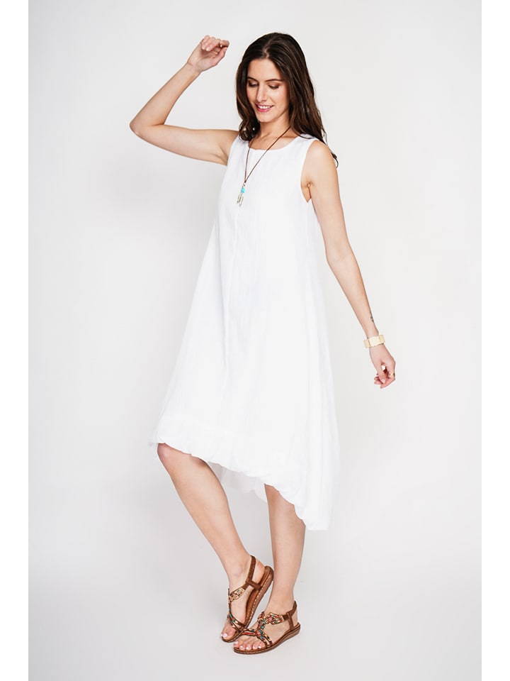 Leinen-Kleid in Weiß